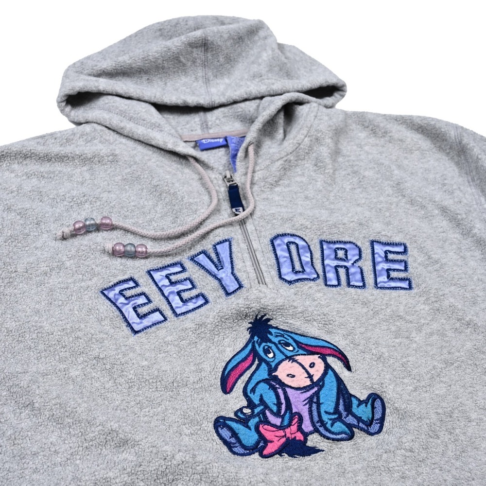 Eeyore Hoodie Jacket - Disney - Women's XL Gray Fleece 1/4 Zip Embroidered Cozy